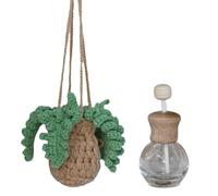 Joli flacon diffuseur de parfum vide au crochet avec motifs de plantes faits à la main pour rétroviseur en verre créatif de voiture