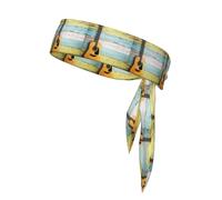 Joli foulard de sport multifonction imprimé guitare double face extensible décontracté léger