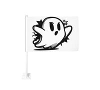 Joli graffiti fantôme esthétique drapeau de voiture extérieur fenêtre clip 30 x 45 cm double face décoration de voiture