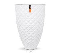 Joli Grand Vase Effet 3d Fibres Synthétiques H 87 X D 59 Cm Blanc