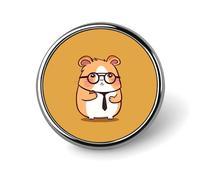 Joli hamster portant des lunettes décoratif, badge rond en alliage d'aluminium durable, broche légère pour chemises, vestes, chapeaux, uniformes - 2,5 cm