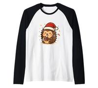 Joli hérisson d'hiver avec Bonnet de Père Noël Manche Raglan