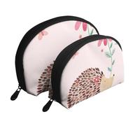 Joli hérisson, Trousse de Maquillage Coquille Femme Petit Porte-Monnaie Trousse de Toilette Trousse à cosmétiques 2 pièces