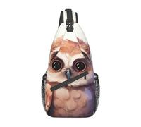 Joli Hibou Avec Des Fleurs Unisexe Sacs À Dos Porté Travers Petit Sling Bag Avec Poches Multiples Crossbody Bag Pour Sport Loisirs Cyclisme Extérieur
