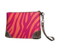 Joli imprimé Animal Rose Orange zèbre léopard,Sacs à Main en Cuir PU pour Femmes, Pochette à Fermeture éclair, Portefeuille, Sac à Main avec dragonne