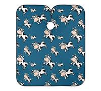 Joli Imprimé Animal Vache Bleu Marine Blouse Coiffeur Imperméable Robe De Coiffure Antistatique Peignoir Coiffure Pour Coiffeurs Barber Salon 140X168Cm