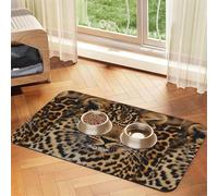 Joli imprimé léopard,Tapis d'alimentation imperméable pour Animaux de Compagnie, Sets de Table pour Chats et Chiens pour la Nourriture et l'eau, Tapis de Nourriture en Cuir PU,40x60cm