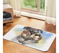 Joli imprimé Mini Schnauzer,Tapis d'alimentation pour Animaux de Compagnie, Sets de Table en Cuir PU pour Chats et Chiens,40x60cm