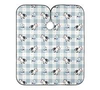 Joli Imprimé Vache Animal Bleu Buffle À Carreaux Cape De Coupe Antistatique Blouse Coiffeur Anti-Taches Cape De Cheveux Pour Barber Barbiers Coiffeurs 140X168Cm