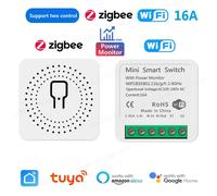 Joli intelligent WiFi Zigbee avec moniteur d'alimentation, interrupteur d'éclairage Tuya, citations de disjoncteur de technologie bricolage, voix pour Alexa et Google, 16A WiFi