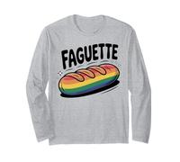 Joli jeu de mots à baguette amusant en forme de faguette arc-en-ciel LGBTQ Pride Manche Longue