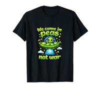 Joli Jeu de Mots Extraterrestre OVNI We Come in Peas Not War T-Shirt