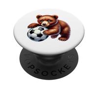 Joli Jeune Ours Jouant au Ballon de Football PopSockets PopGrip Adhésif