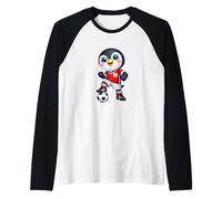 Joli Joueur de Dessin animé Pingouin de Football Amusant Manche Raglan