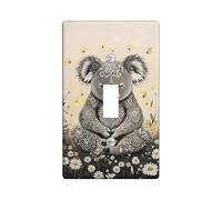 Joli koala - Plaque de prise de courant pour interrupteur - Motif forêt grise confortable pour décoration de chambre d'enfant, plaques murales en thermoplastique - Bascule simple de taille standard