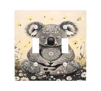 Joli koala - Plaque de prise de courant pour interrupteur - Motif forêt grise confortable pour décoration de chambre d'enfant, plaques murales en thermoplastique - Double bascule de taille standard