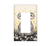 Joli koala - Plaque de prise d'interrupteur - Motif forêt grise confortable pour décoration de chambre d'enfant, plaques murales en thermoplastique - Bascule simple de taille standard
