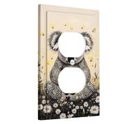 Joli koala - Plaque d'interrupteur, motif forêt grise confortable pour décoration de chambre d'enfant, plaques murales en thermoplastique, prise duplex simple de taille standard