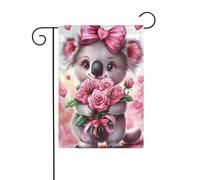 Joli koala tenant un drapeau de jardin de roses - 30 x 45 cm - Vertical double face - Décoration extérieure de ferme - Drapeau de cour