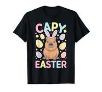 Joli Lapin Capybara Happy Easter Pastel Eggs Kids T-Shirt