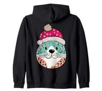 Joli léopard dans Un Bonnet de Père Noël Festif Sweat à Capuche