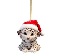 Joli léopard des neiges pour sapin de Noël - Décoration de voiture - 2D - En acrylique plat - ZAL750 (C, taille unique)