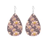 Joli Lotus Boucles D'Oreilles En Cuir Tendance Pendantes En Cuir Double Face Boucle D'Oreille Pour Quotidien Femme Fête Des Mères
