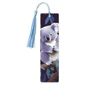 Joli marque-page en bois de koala pour les amateurs de livres, marque-page à faire soi-même avec pompons colorés en bois, étiquettes cadeaux rectangulaires, cadeau inhabituel pour homme et femme