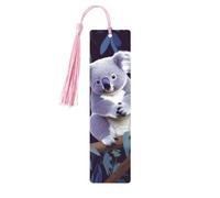 Joli marque-page en bois de koala pour les amateurs de livres, marque-page à faire soi-même avec pompons colorés en bois, étiquettes cadeaux rectangulaires, cadeau inhabituel pour homme et femme