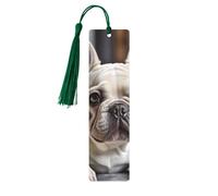 Joli marque-page en bois pour homme et femme, imprimé bouledogue français, pompons pour les amateurs de livres