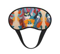 Joli masque de sommeil avec chats de dessin animé, masque de sommeil occultant confortable pour voyage, yoga, couverture douce des yeux