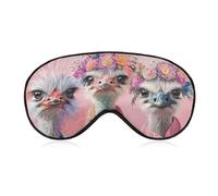 Joli masque de sommeil pour les yeux avec motif de famille d'autruches, cache-yeux bloquant la lumière, bandeau avec sangle réglable pour femmes et hommes