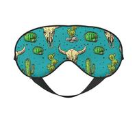 Joli masque pour les yeux avec imprimé cactus et crâne de taureau - Élégant masque réglable pour le sommeil, le camping, la méditation et la relaxation