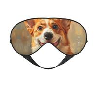Joli masque pour les yeux avec imprimé Corgi - Élégant - Réglable - Pour le sommeil, le camping, la méditation et la relaxation