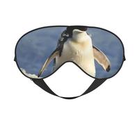 Joli masque pour les yeux avec imprimé pingouin, masque de sommeil occultant pour femme, masque de sommeil avec sangle réglable, adapté pour l'heure du coucher et les voyages