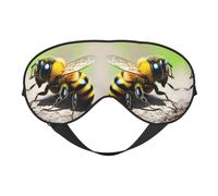Joli masque pour les yeux double face imprimé petite abeille, design réglable, bloquant la lumière et respirant, adapté pour le repos et les voyages.