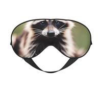 Joli masque pour les yeux imprimé raton laveur - Respirant - Idéal pour le camping, la méditation et le yoga