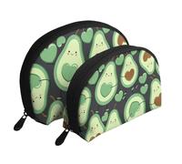 Joli Modèle sans Couture Coeur Avocat, Trousse de Maquillage Coquille Femme Petit Porte-Monnaie Trousse de Toilette Trousse à cosmétiques 2 pièces