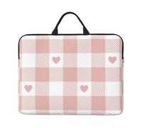 Joli Motif à Carreaux de Buffle Rose en Forme de cœur,Housse pour Ordinateur Portable 14 Pouces, Sacoche pour Ordinateur Portable, Mallette avec poignée