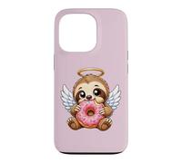 Joli Motif Ange Paresseux Mangeant Un Donut Coque pour iPhone 13 Pro