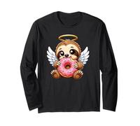 Joli Motif Ange Paresseux Mangeant Un Donut Manche Longue