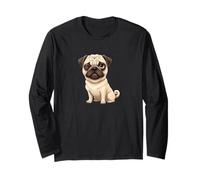 Joli Motif Carlin et Chien Qui clignent Un clin d'œil Manche Longue