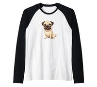 Joli Motif Carlin et Chien Qui clignent Un clin d'œil Manche Raglan