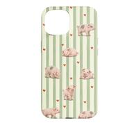 Joli Motif Cochon rayé en Forme de cœur Coque pour iPhone 15