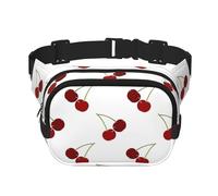 Joli Motif de Cerises,Sac Banane carré Double Couche, Sac de Poitrine