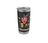 Joli motif de cœur de batteur pour les amateurs de rythmes et de batterie Gobelet isotherme en acier inoxydable double paroi