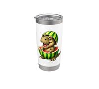 Joli motif de dinosaure de dessin animé TRex pastèque Gobelet isotherme en acier inoxydable double paroi