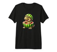 Joli Motif de Dinosaure de Dessin animé TRex pastèque T-Shirt Haut de Gamme