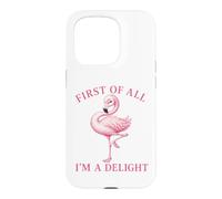 Joli Motif de Flamant Rose I am a Delight Coque pour iPhone 15 Pro