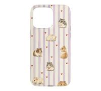 Joli Motif de Hamster rayé en Forme de cœur Coque pour iPhone 15 Pro Max